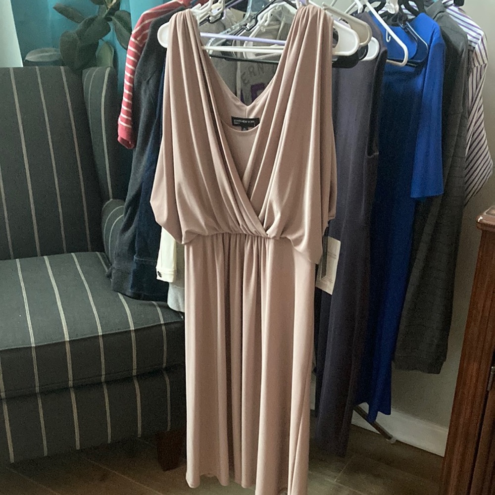 Jones New York Blush Taupe Draped Jersey Dress